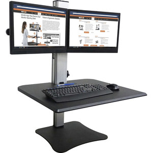 Victor DC350 Dual Monitor Sit-Stand Desk Converter - Up to 24" Screen Support - 25 lb Load Capacity - 20" Height x 28" Width x 23" Depth - Desktop, Tabletop - High Pressure Laminate (HPL)