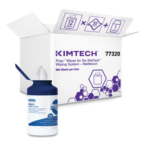 Kimtech WetTask System Prep Wipers for Bleach/Disinfectants/Sanitizers Hygienic Enclosed System Refills, w/Canister, 55/Rl,12 Roll/Ct (KCC7732005) View Product Image