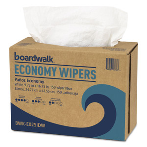 Boardwalk Scrim Wipers, 4-Ply, 9.75 x 16.75, White, 150/Dispenser Pack, 6 Dispenser Packs/Carton (BWKE025IDW) View Product Image