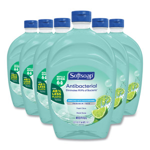 Softsoap Antibacterial Liquid Hand Soap Refill, Fresh Scent, 50 oz, Green, 6/Carton