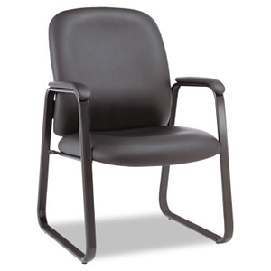 Alera Genaro Bonded Leather High-Back Guest Chair, 24.60" x 24.80" x 36.61", Black Seat, Black Back, Black Base (ALEGE43LS10B) View Product Image