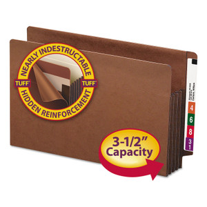 Smead Heavy-Duty Redrope End Tab TUFF Pockets, 3.5" Expansion, Legal Size, Redrope, 10/Box