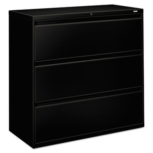 HON Brigade 800 Series Lateral File, 3 Legal/Letter-Size File Drawers, Black, 42" x 18" x 39.13" (HON893LP) View Product Image