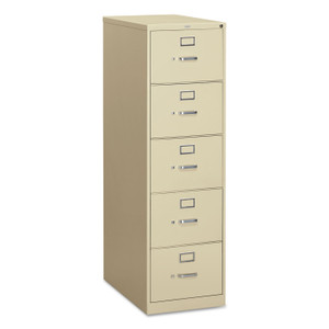 HON 310 Series Vertical File, 5 Legal-Size File Drawers, Putty, 18.25" x 26.5" x 60"