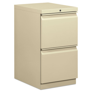 HON Brigade Mobile Pedestal, Left or Right, 2 Letter-Size File Drawers, Putty, 15" x 19.88" x 28"