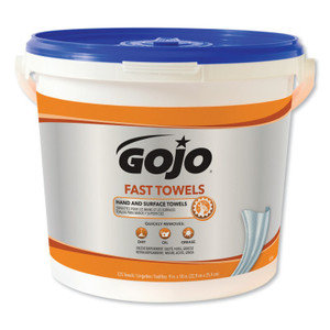 Gojo Fast Wipes Hand Cleaning Towels, Citrus, Wet Wipe Bucket, 225 (315-6299-02)