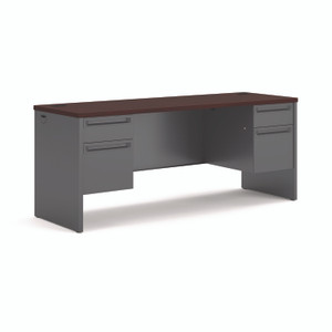 HON 38000 Series Kneespace Credenza, 72w x 24d x 29.5h, Mahogany/Charcoal