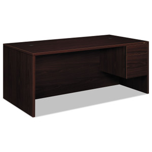 HON 10500 Series "L" Workstation Right Pedestal Desk with 3/4 Height Pedestal, 72" x 36" x 29.5", Mahogany (HON10585RNN) View Product Image