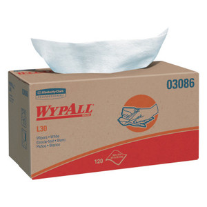 11"X10.4" White Wypall L30 Economy Wiper 120/Box (412-03086) View Product Image