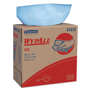 WypAll X70 Cloths, POP-UP Box, 9.13 x 16.8, Blue, 100/Box, 10 Boxes/Carton (KCC41412) View Product Image