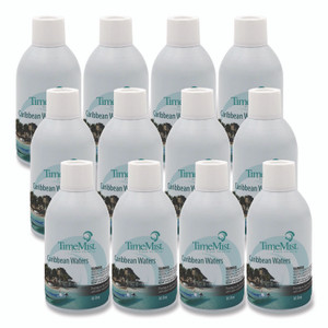 TimeMist Premium Metered Air Freshener Refill, Caribbean Waters, 7.1 oz Aerosol Spray 12/Carton