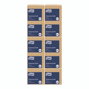 Tork Cleaning Cloth, 8.46 x 16.13, White, 100 Wipes/Box, 10 Boxes/Carton