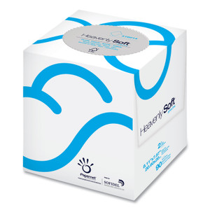 Papernet Heavenly Soft Facial Tissue, 2-Ply, White, 90/Cube Box, 36 Boxes/Carton