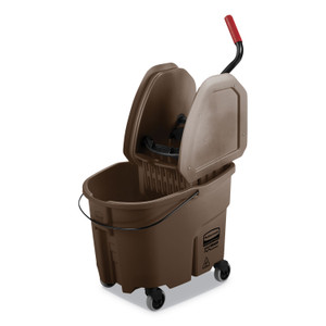 Rubbermaid Commercial WaveBrake 2.0 Bucket/Wringer Combos, Down-Press, 35 qt, Plastic, Brown (RCPFG757788BRN) View Product Image