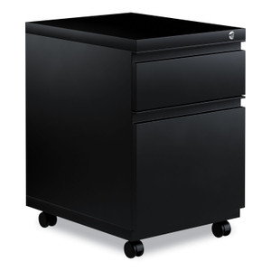 Alera File Pedestal with Full-Length Pull, Left or Right, 2-Drawers: Box/File, Legal/Letter, Black, 14.96" x 19.29" x 21.65" (ALEPBBFBL) View Product Image