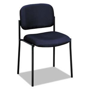 HON VL606 Stacking Guest Chair without Arms, Fabric Upholstery, 21.25" x 21" x 32.75", Navy Seat, Navy Back, Black Base