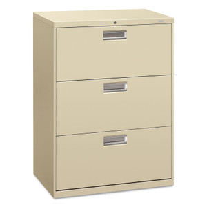 HON Brigade 600 Series Lateral File, 3 Legal/Letter-Size File Drawers, Putty, 30" x 18" x 39.13"