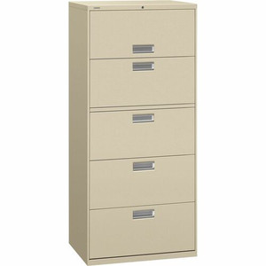 HON Brigade 600 H675 Lateral File - 67" Height x 30" Width x 18" Depth - 5 - Finish: Putty