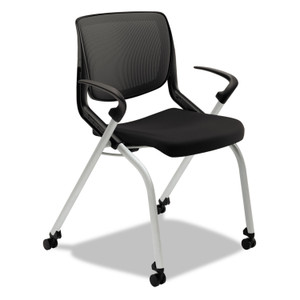 HON Motivate Nesting/Stacking Flex-Back Chair, Supports Up to 300 lb, 19.25" Seat Height, Onyx Seat, Black Back, Platinum Base (HONMN212ONCU10)