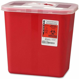 Covidien Sharps Rotor Lid Container - 2 gal Capacity - 10" Height x 10.5" Width x 7.3" Depth - Red