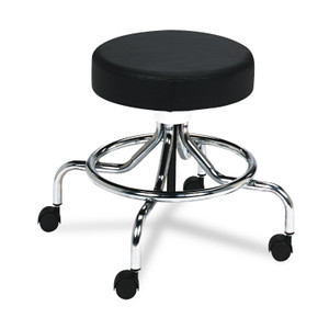 Safco Screw Lift Stool with Low Base, Supports Up to 250 lb, 25" Seat Height, Black Seat, Chrome Base, Ships in 1-3 Business Days (SAF3432BL) View Product Image
