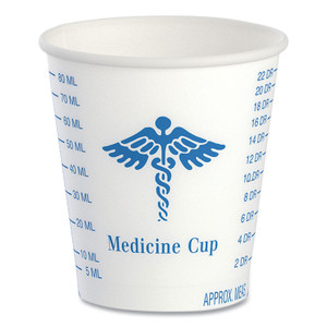 SOLO Paper Medical and Dental Graduated Cups, 3 oz, Paper, White/Blue, 100/Bag, 50 Bags/Carton