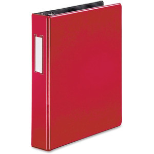 Business Source 1.5" D-Ring Binder - 1 1/2" Binder Capacity - 375 Sheet Capacity - Fastener(s): Slant D-Ring - Pocket(s): Internal - Red