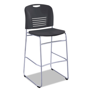 Safco Vy Sled Base Bistro Chair, Supports Up to 350 lb, 30.5" Seat Height, Black Seat, Black Back, Silver Base (SAF4295BL) View Product Image