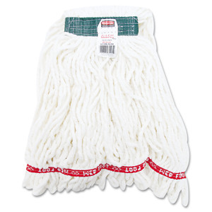 Rubbermaid Commercial Web Foot Shrinkless Looped-End Wet Mop Head, Cotton/Synthetic, Medium, White