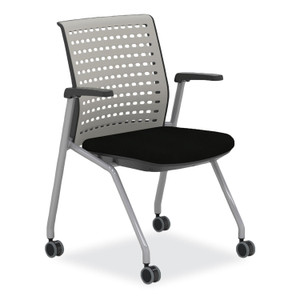 Safco Thesis Training Chair w/Static Back and Arms, Max 250 lb, 18"  High Black Seat,Gray Back/Base,2/CT,Ships in 1-3 Business Days (SAFKTS1SGBLK) View Product Image