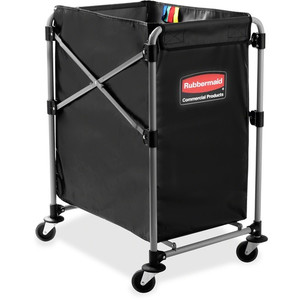 Rubbermaid Commercial 4-Bushel Collapsible X-Cart - 220 lb Load Capacity - 24.10" Length x 20.30" Width x 24" Height - Stainless Steel Frame - Black