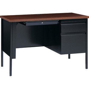 Lorell Fortress Series 45-1/2" Right Single-Pedestal Desk - 29.5" Height x 45.5" Width x 24" Depth, x 1.1" Thickness TopBox, File Drawer(s) - Single Pedestal on Right Side - Square Edge - (LLR66948)
