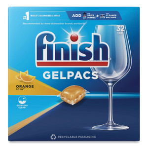FINISH Dish Detergent Gelpacs, Orange Scent, 32/Box Product Image 