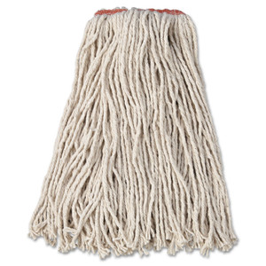 Rubbermaid Commercial Premium Cut-End Cotton Wet Mop Head, 16oz, White, 1" Orange Band, 12/Carton