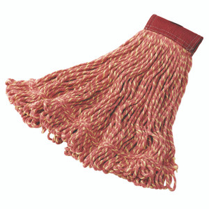 Rubbermaid Commercial Super Stitch Blend Mop Heads, Cotton/Synthetic, Red, Large