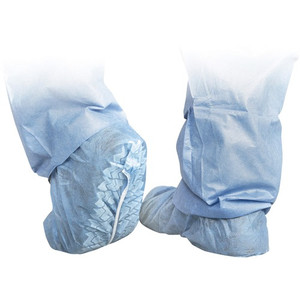 Medline Protective Shoe Covers - Extra Large - Polypropylene - Blue - Fluid Resistant, Breathable, Latex-free, Non-skid