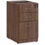 Lorell Essentials Series Box/Box/File Fixed File Cabinet - 28.5" Height x 15.5" Width x 21.9" Depth Pedestal - 3 x File, Box Drawer(s) - Finish: Laminate, Walnut - Built-in Hangrail - For File, File Folder