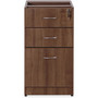 Lorell Essentials Series Box/Box/File Fixed File Cabinet - 28.5" Height x 15.5" Width x 21.9" Depth Pedestal - 3 x File, Box Drawer(s) - Finish: Laminate, Walnut - Built-in Hangrail - For File, File Folder