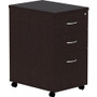 Lorell Essentials Series Box/Box/File Mobile File Cabinet - 28.3" Height x 16" Width x 22" Depth Pedestal, x 1" Thickness Top - Finish: Espresso, Silver Brush