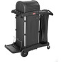 Rubbermaid Commercial High Security Cleaning Cart - Aluminum, Plastic - 22" Width x 48.25" Depth x 53.50" Height - Black