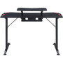 Lorell Gaming Desk - Powder Coated Base - 127 lb Capacity - 36" Height x 48" Width x 26" Depth - Assembly Required - Black