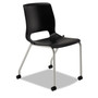 HON Motivate Four-Leg Stacking Chair, Supports 300 lb, 18.25" Seat Height, Onyx Fabric Seat, Black Back, Platinum Base, 2/Carton