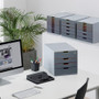 Durable VARICOLOR Stackable Plastic Drawer Box, 10 Drawers, Letter to Folio Size Files, 11" x 14" x 11.5", Gray