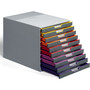 Durable VARICOLOR Stackable Plastic Drawer Box, 10 Drawers, Letter to Folio Size Files, 11" x 14" x 11.5", Gray