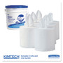 WypAll Critical Clean Wipers for Bleach, Disinfectants, Sanitizers WetTask Customizable Wet Wiping System, w/Bucket,140/Roll, 6/CT (KCC06411) View Product Image