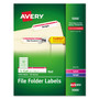 Avery TrueBlock File Folder Labels - 2/3" Width x 3 7/16" Length - Permanent Adhesive - Rectangle - Inkjet, Laser - Matte - (AVE5066)