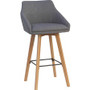 Lorell Gray Flannel Mid-Century Modern Guest Stools - Four-legged Base - Gray - Armrest