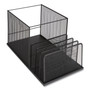 TRU RED Wire Mesh Combination Organizer, Incline Sorter/Hanging File, 4 Sections, Letter-Size, 11.81 x 20.28 x 11.81, Matte Black