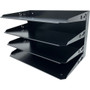 Huron Horizontal Slots Desk Organizer - 4 Compartment(s) - Horizontal - 15" Height x 9.25" Width x 8.60" Depth - Durable - Black