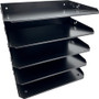 Huron Horizontal Slots Desk Organizer - 5 Compartment(s) - Horizontal - 12" Height x 8.75" Width x 12" Depth - Durable - Black